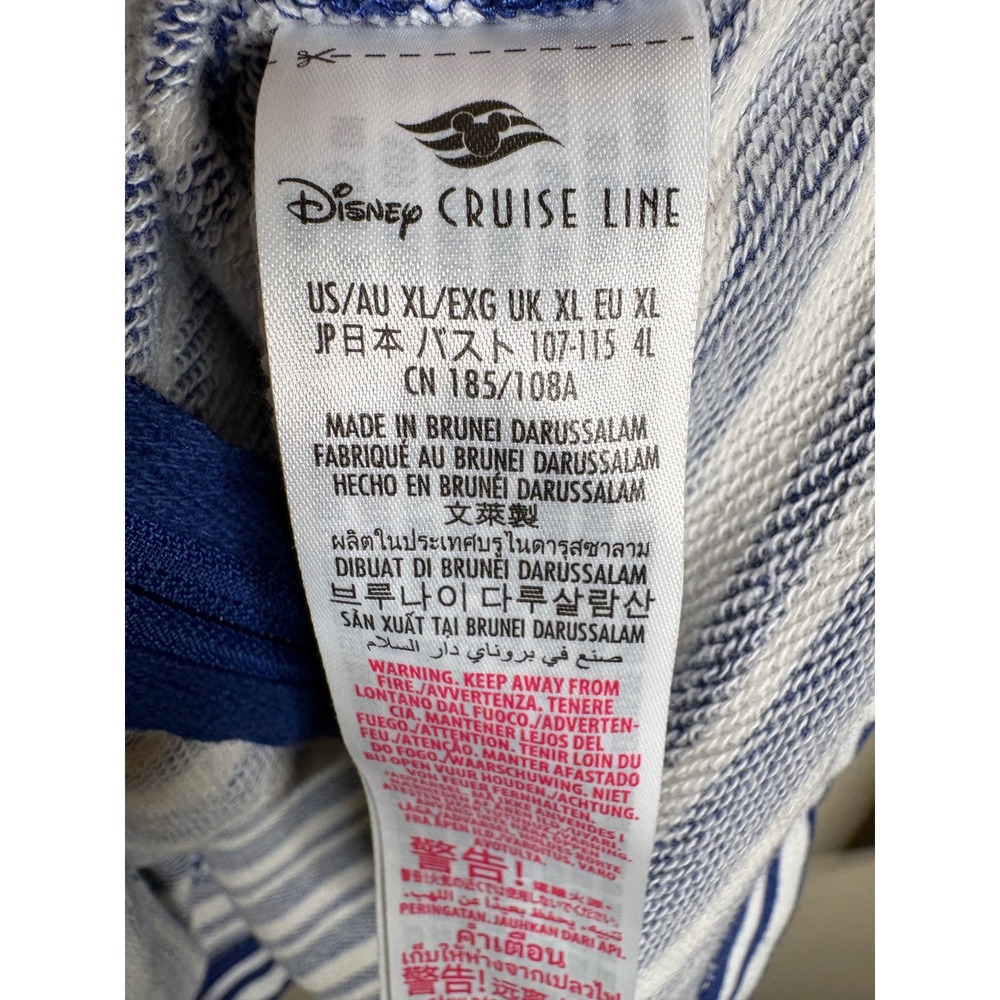 Disney Cruise Line Hoodie Women XL Blue White Striped Minnie Mouse Nautical - Picture 5 of 13